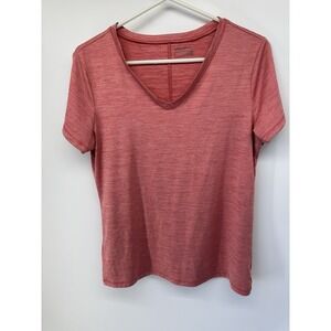 Eddie Bauer Women Compass Essentials UPF 50+ T-Shirt V-Neck Size M Red